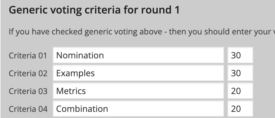The Sockies Judging Criteria - Generic voting